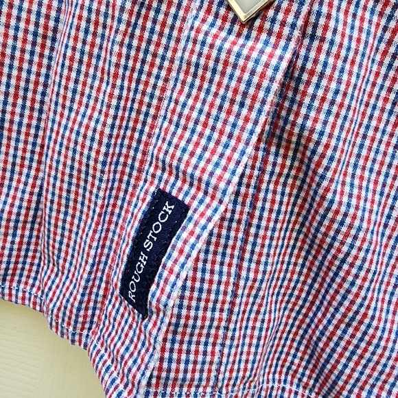 Rough Stock Western Shirt XL Red Blue Plaid Pearlized Snaps USA Patriotic EUC - Picture 6 of 13